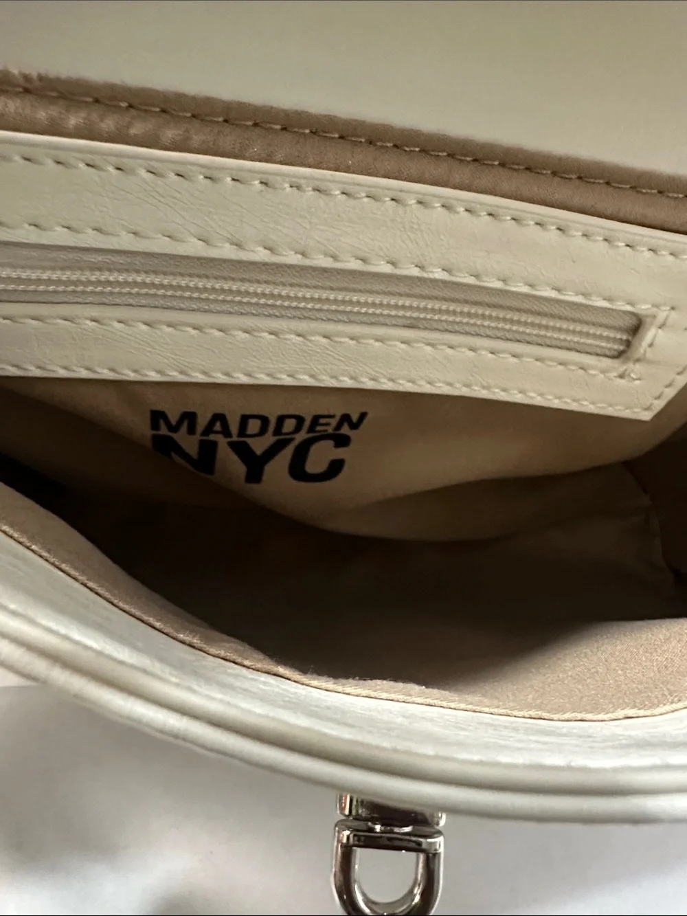 Madden NYC Cream Top-Handle Satchel with Colorful Charm